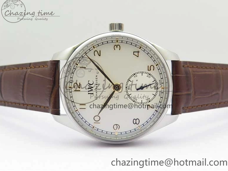 MIROTIME 0201 Original Portuguese IW358304 ZF 1:1 Best Edition SS White Dial RG Markers on Leather Strap A 7077